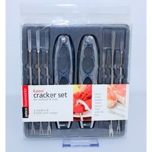 Amco Houseworks 8 Piece Seafood Nut Cracker Set Lobster Sheller Forks Tools